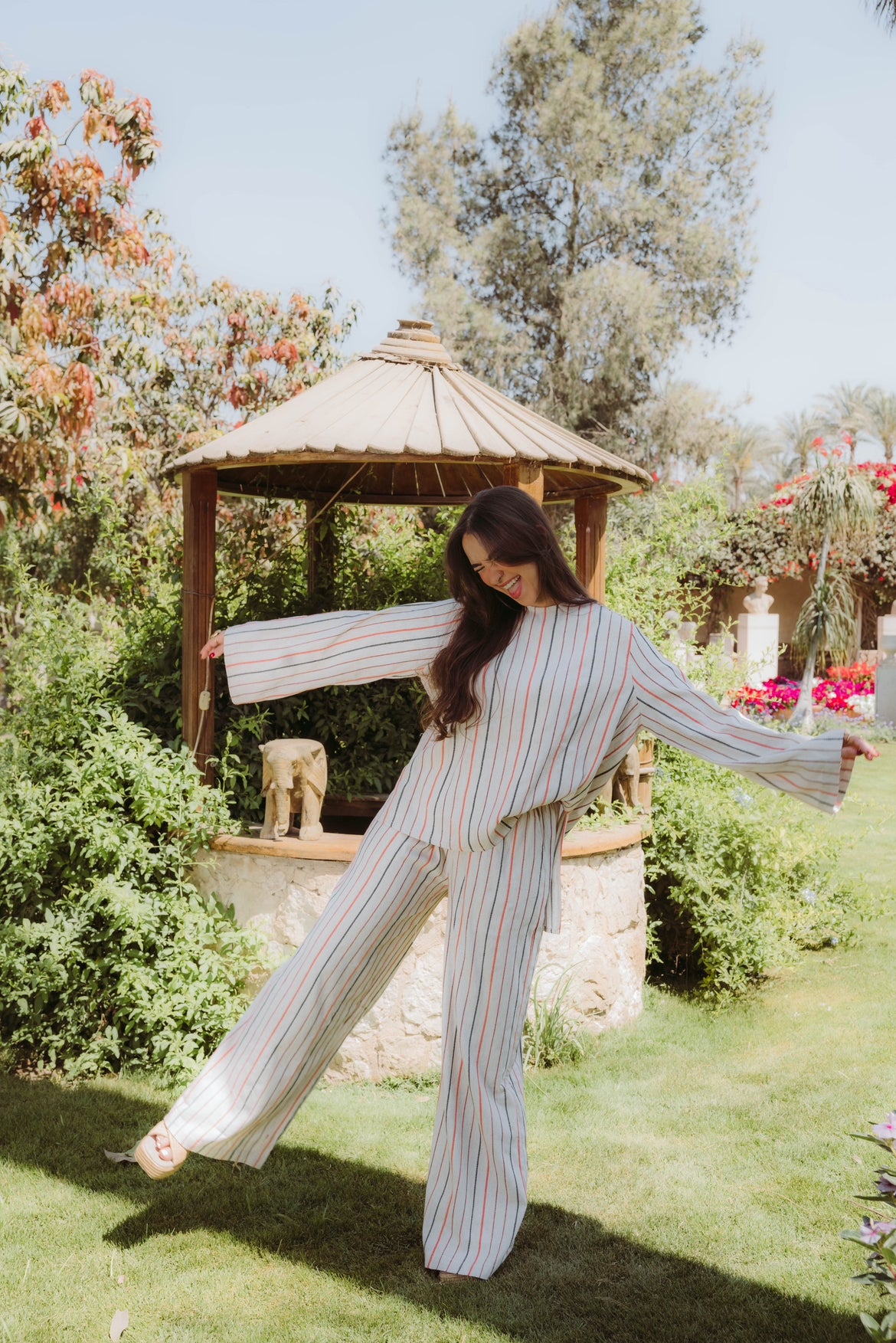 Daisy Linen Striped Set