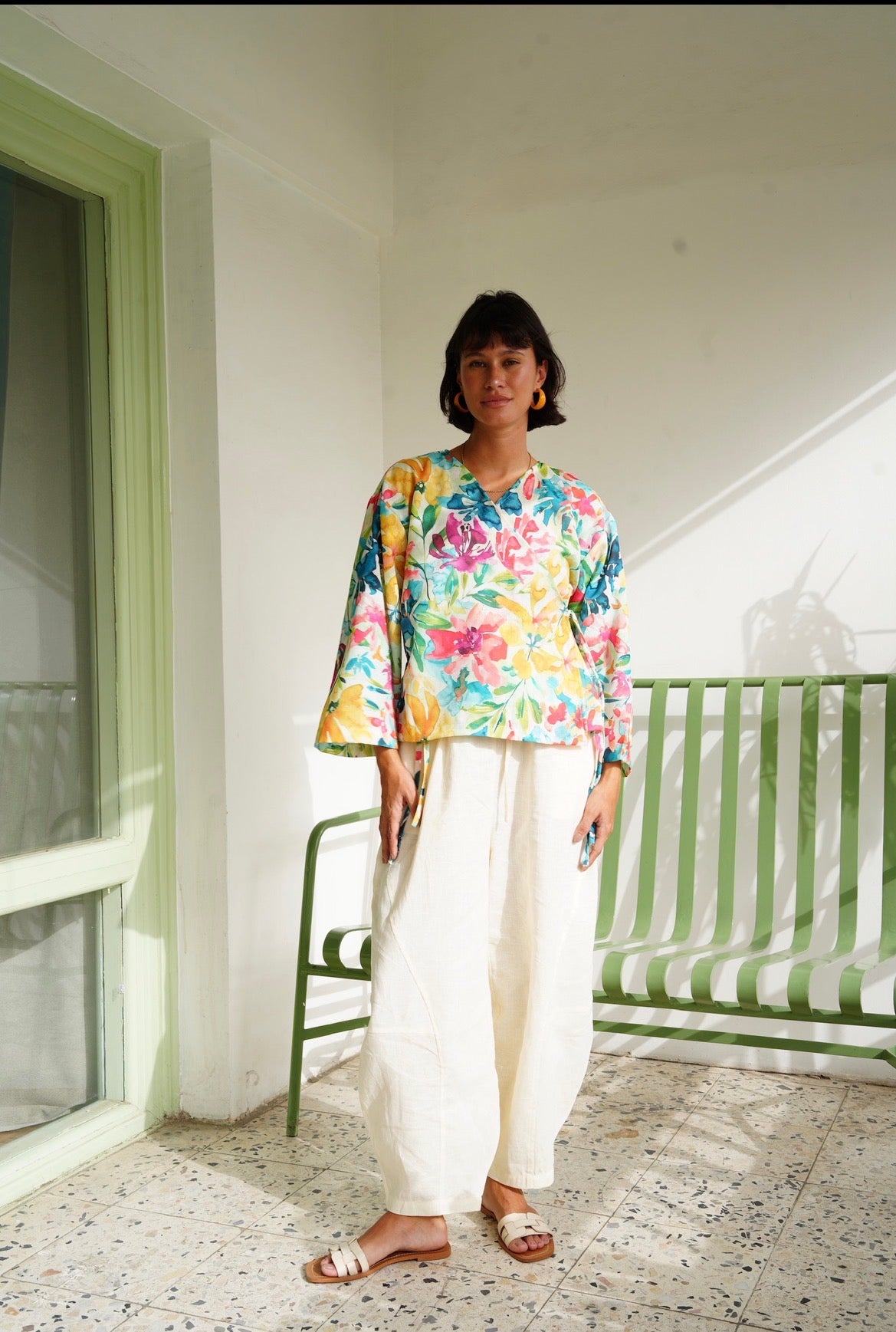 Watercolor Wrap Top