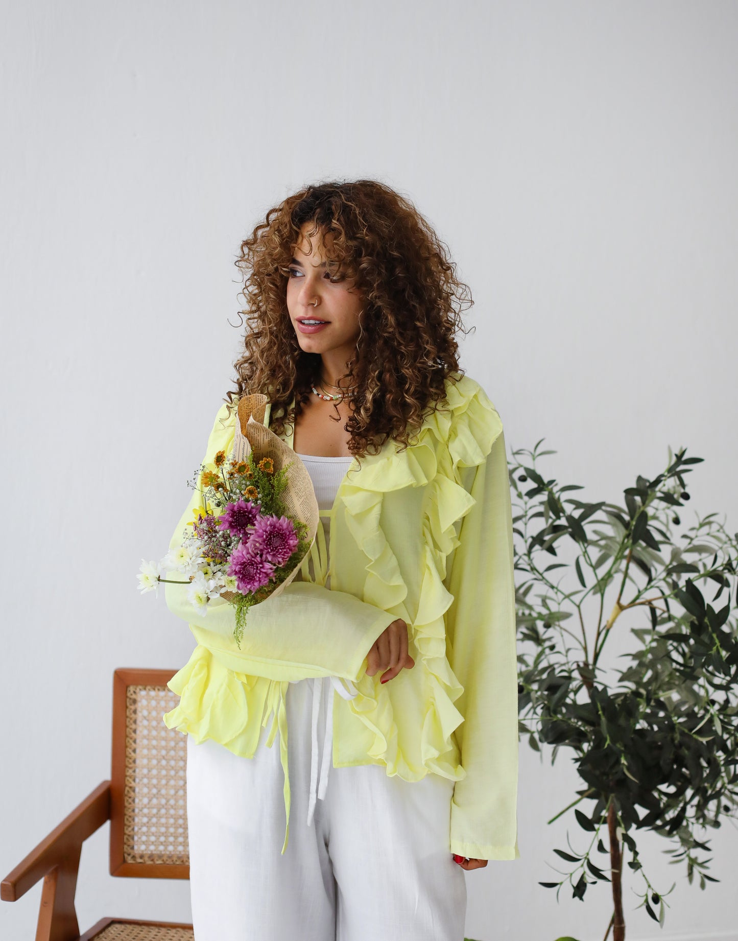 The Ruffles Blouse in Pastel Yellow
