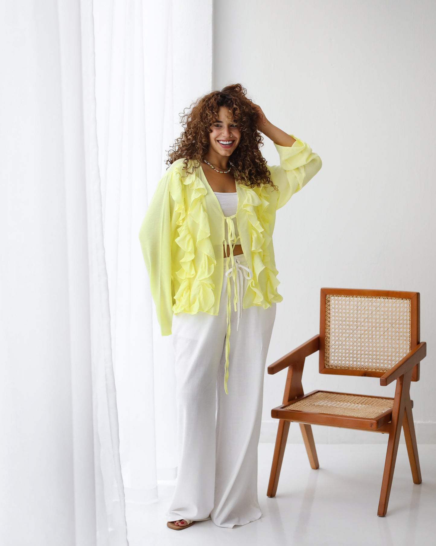 The Ruffles Blouse in Pastel Yellow