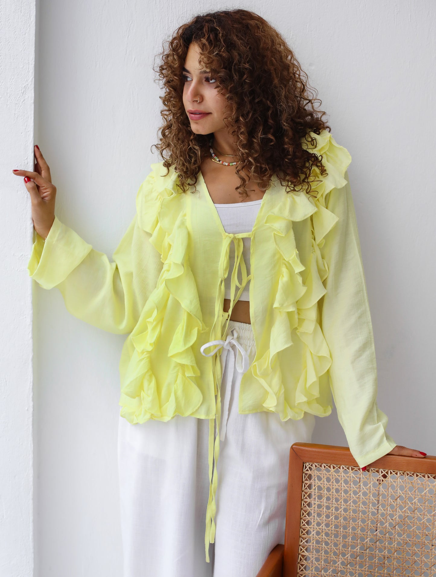 The Ruffles Blouse in Pastel Yellow