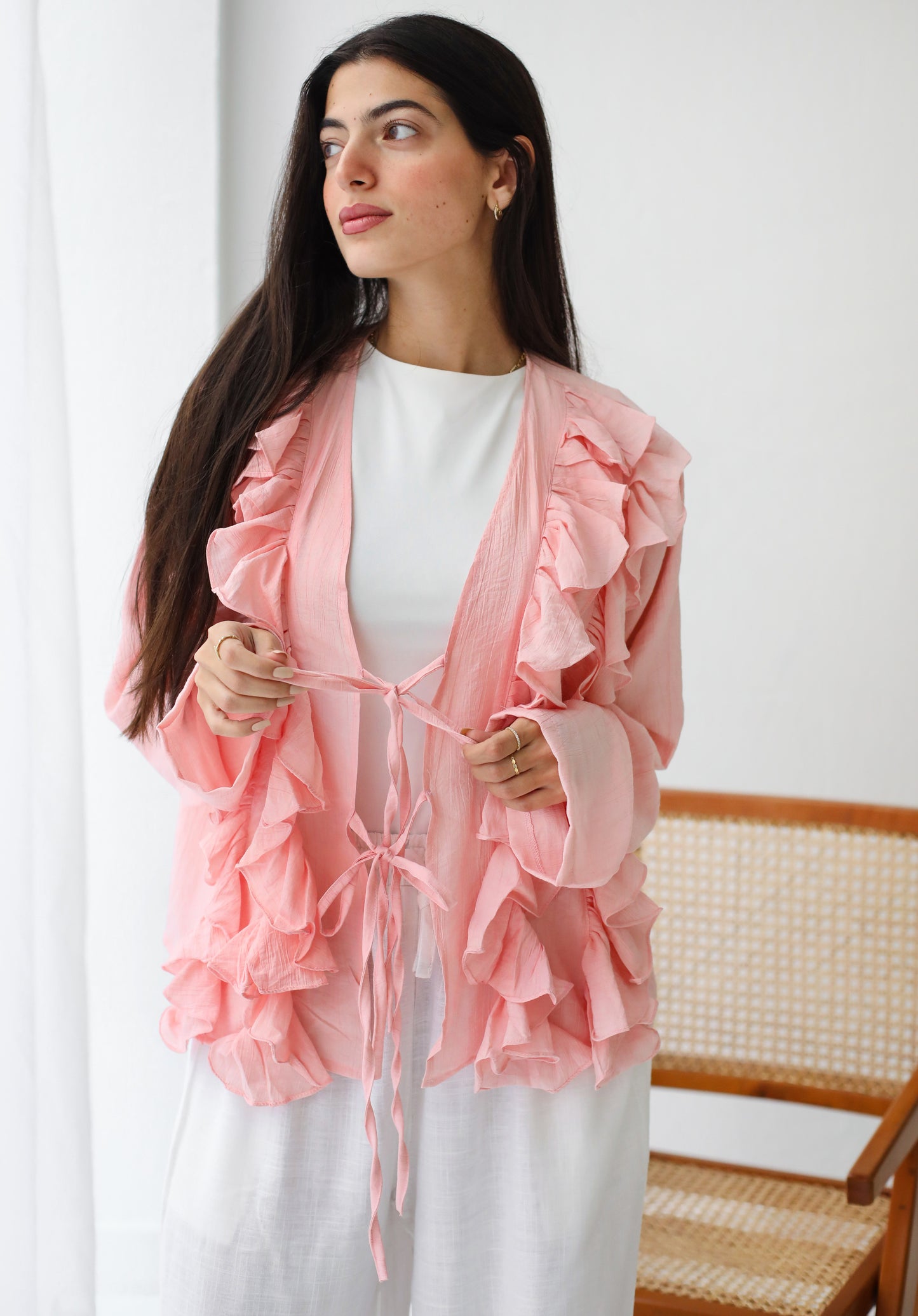 The Ruffles Blouse in Pastel Pink