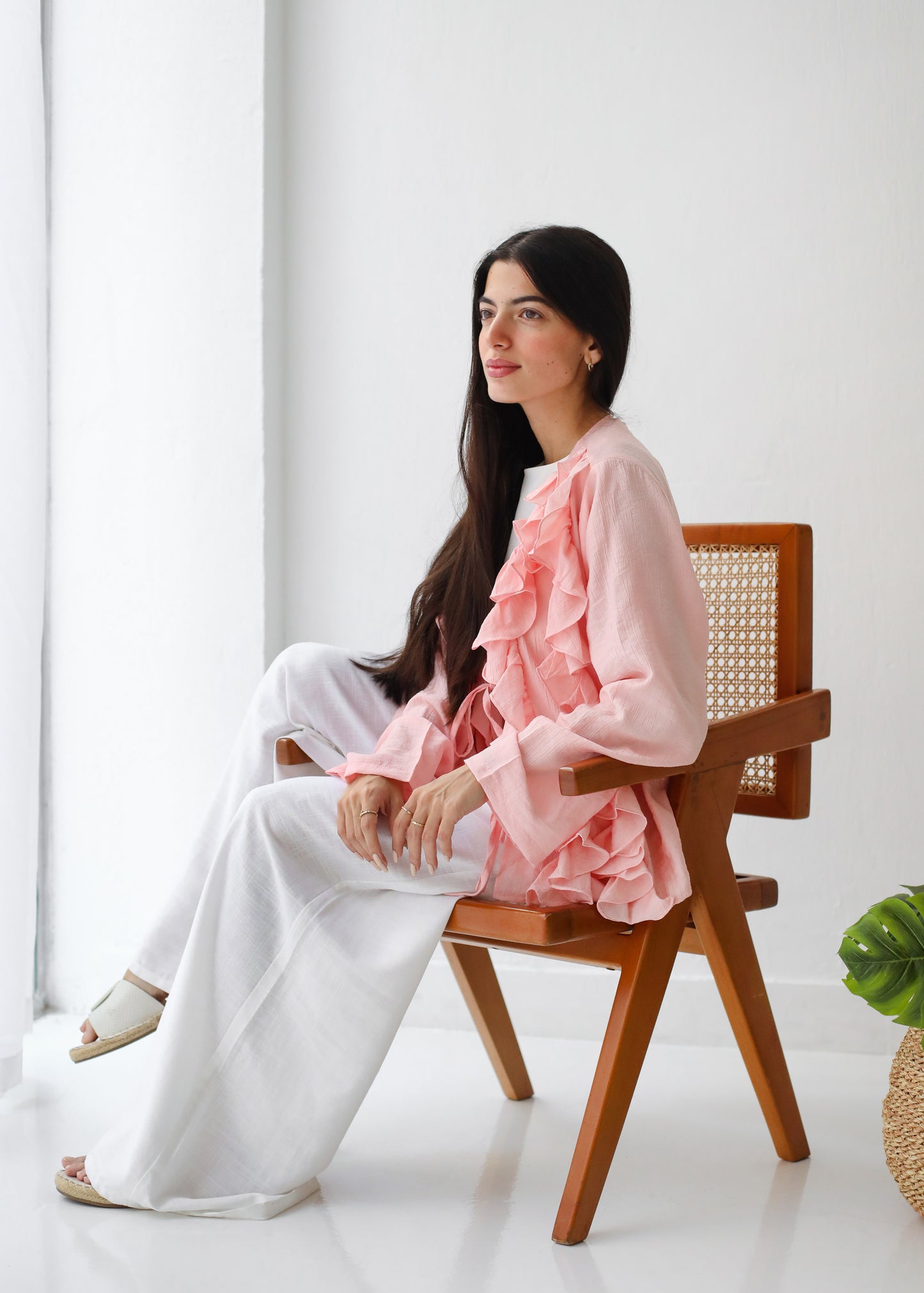 The Ruffles Blouse in Pastel Pink