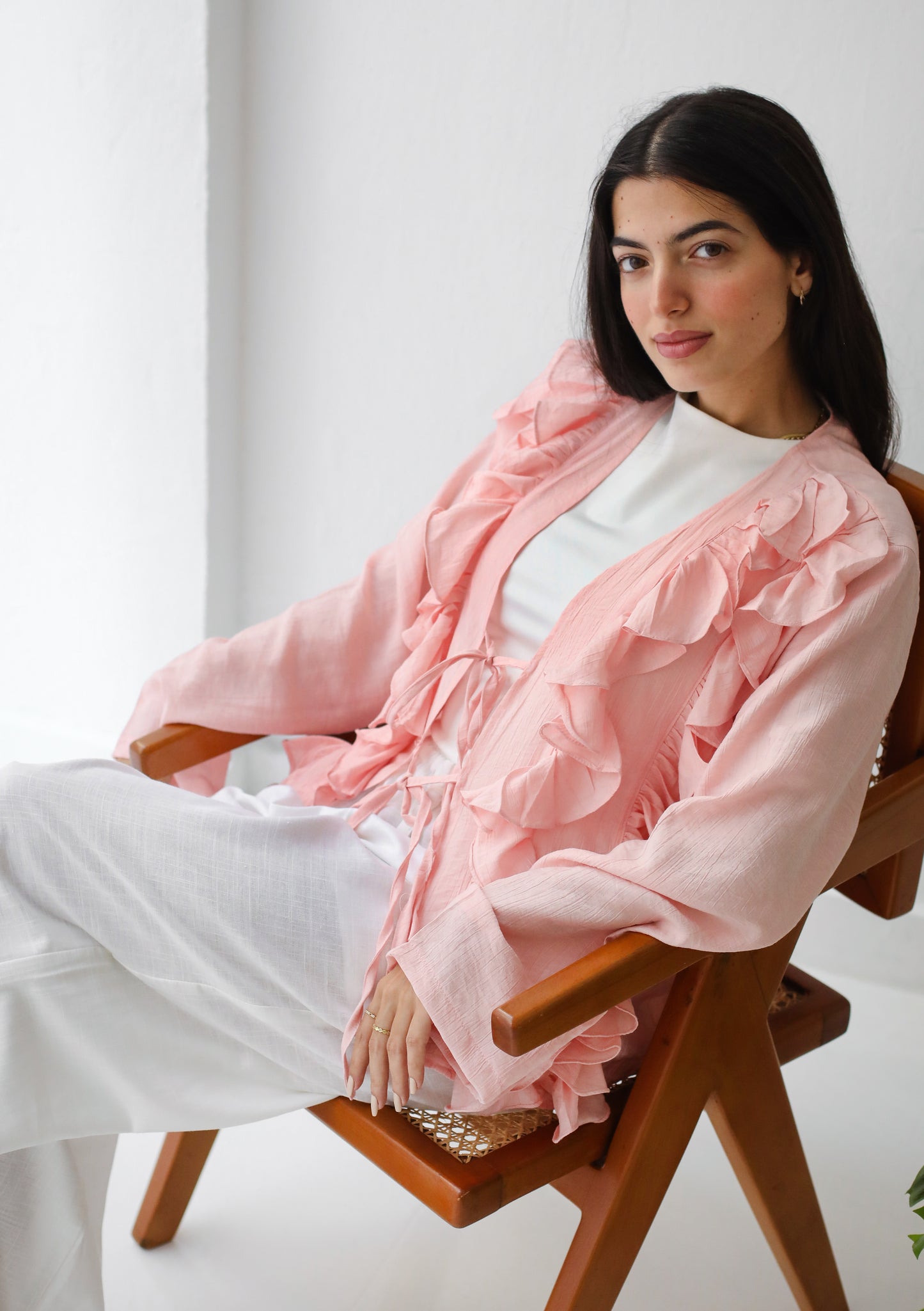 The Ruffles Blouse in Pastel Pink