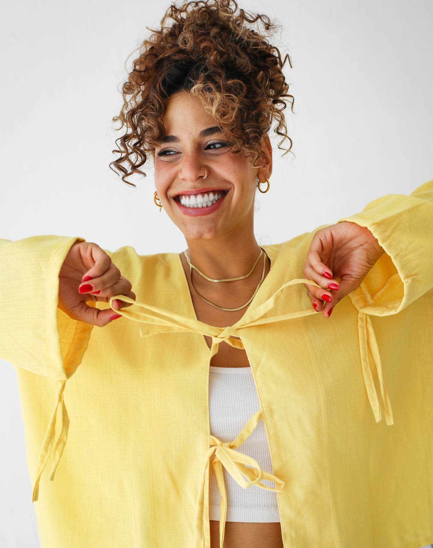 The Tie Bow Top in Yellow