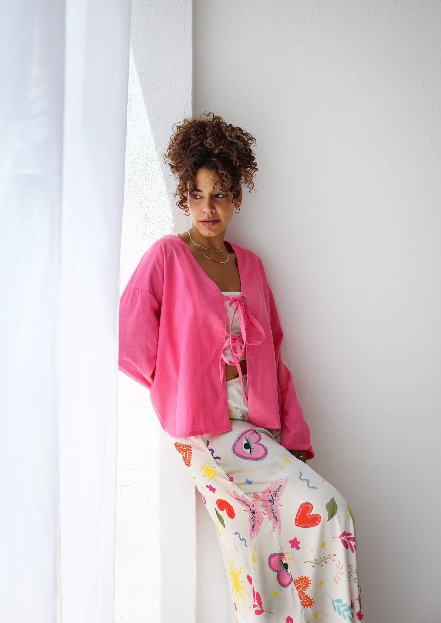 The Tie Bow Top in Pink