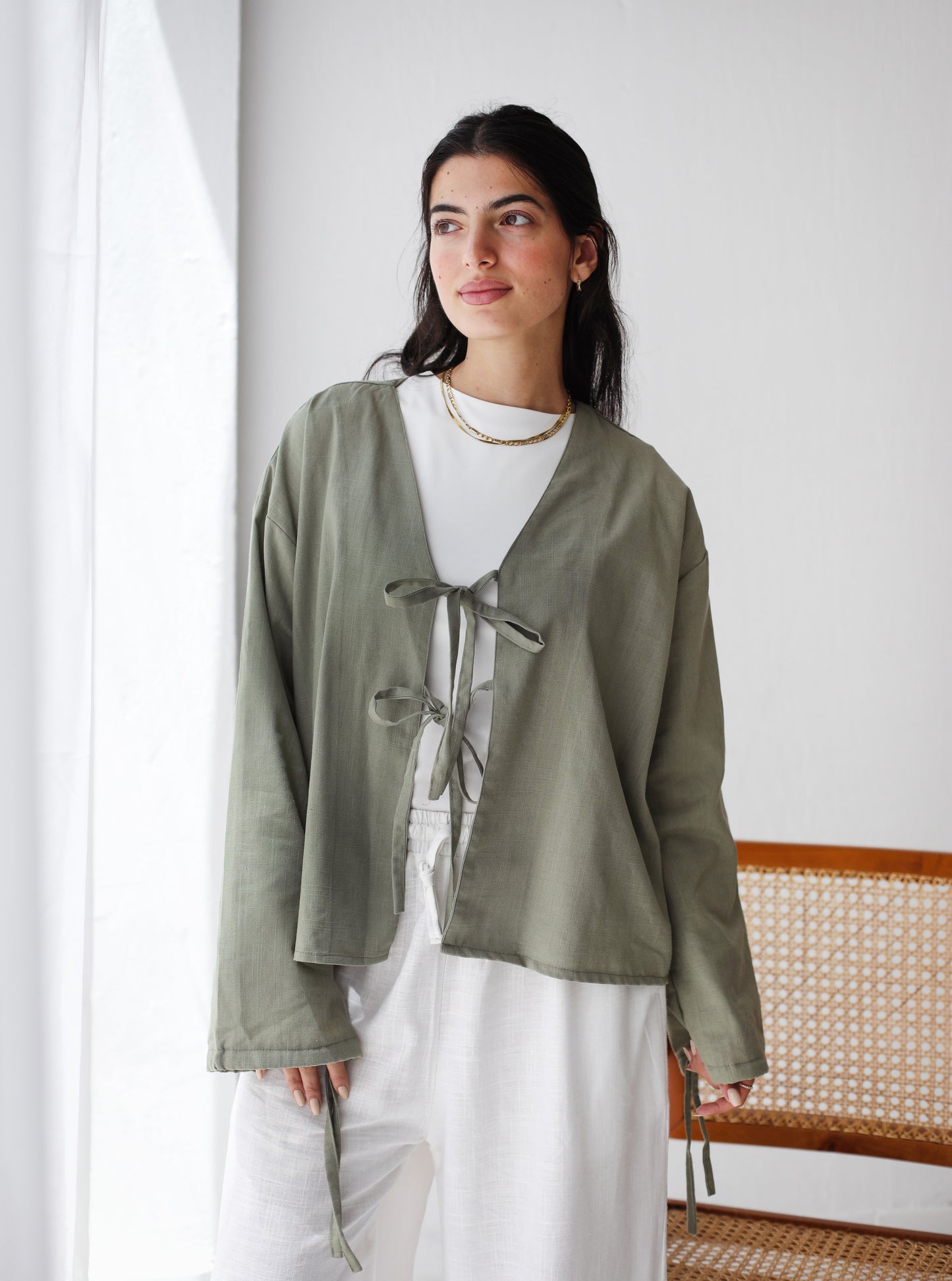 The Tie Bow Top in Sage