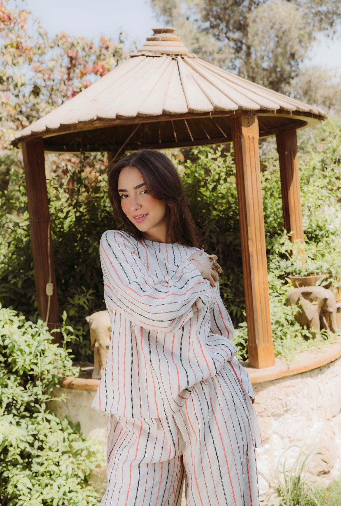 Daisy Linen Striped Set