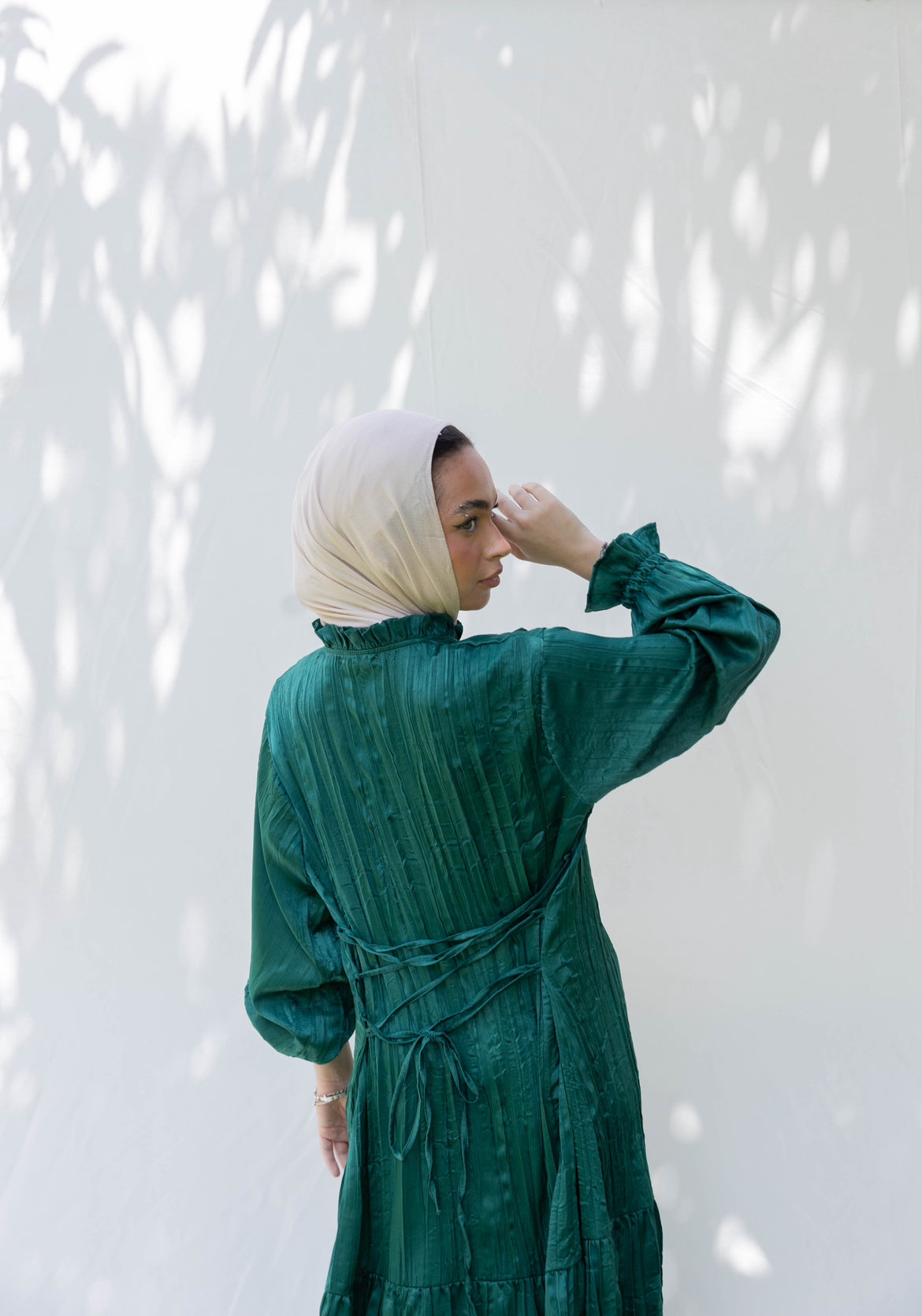 Lily Crushed Shirt Dress in Green