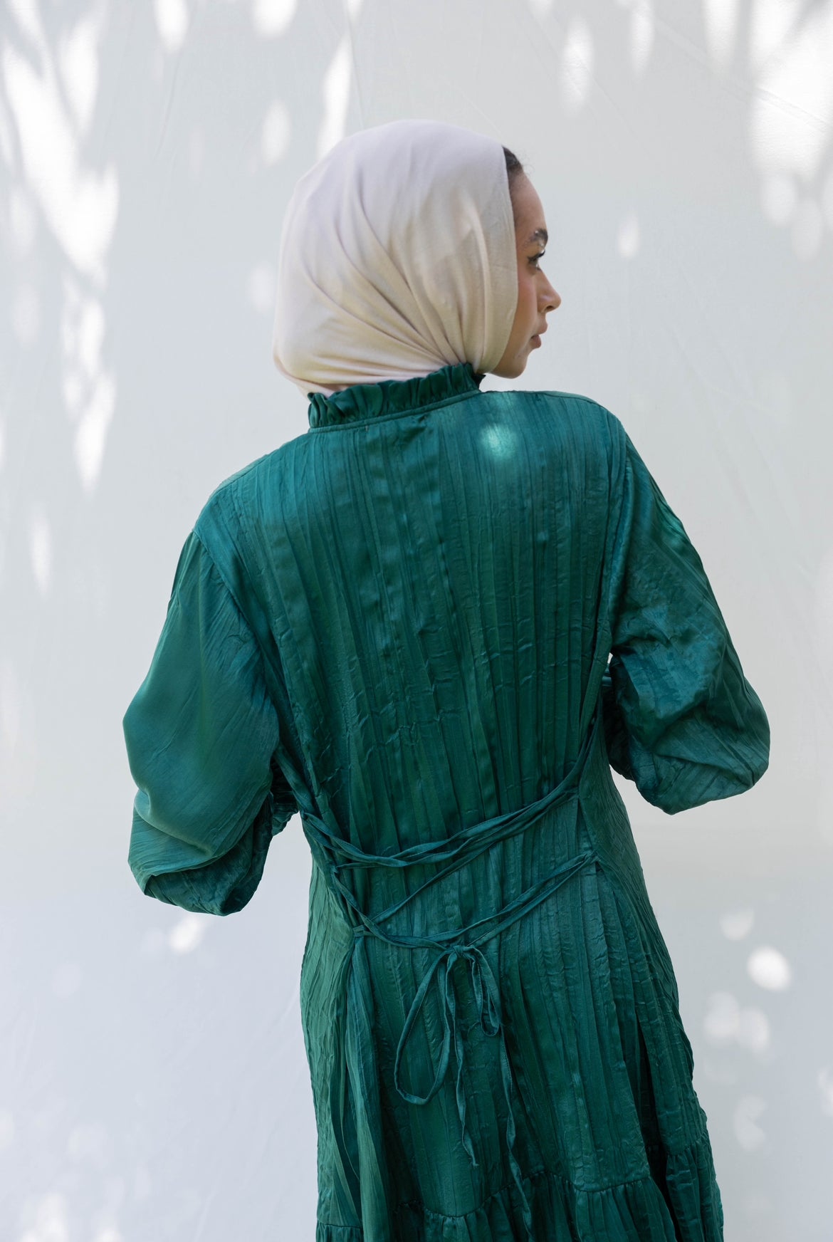 Lily Crushed Shirt Dress in Green