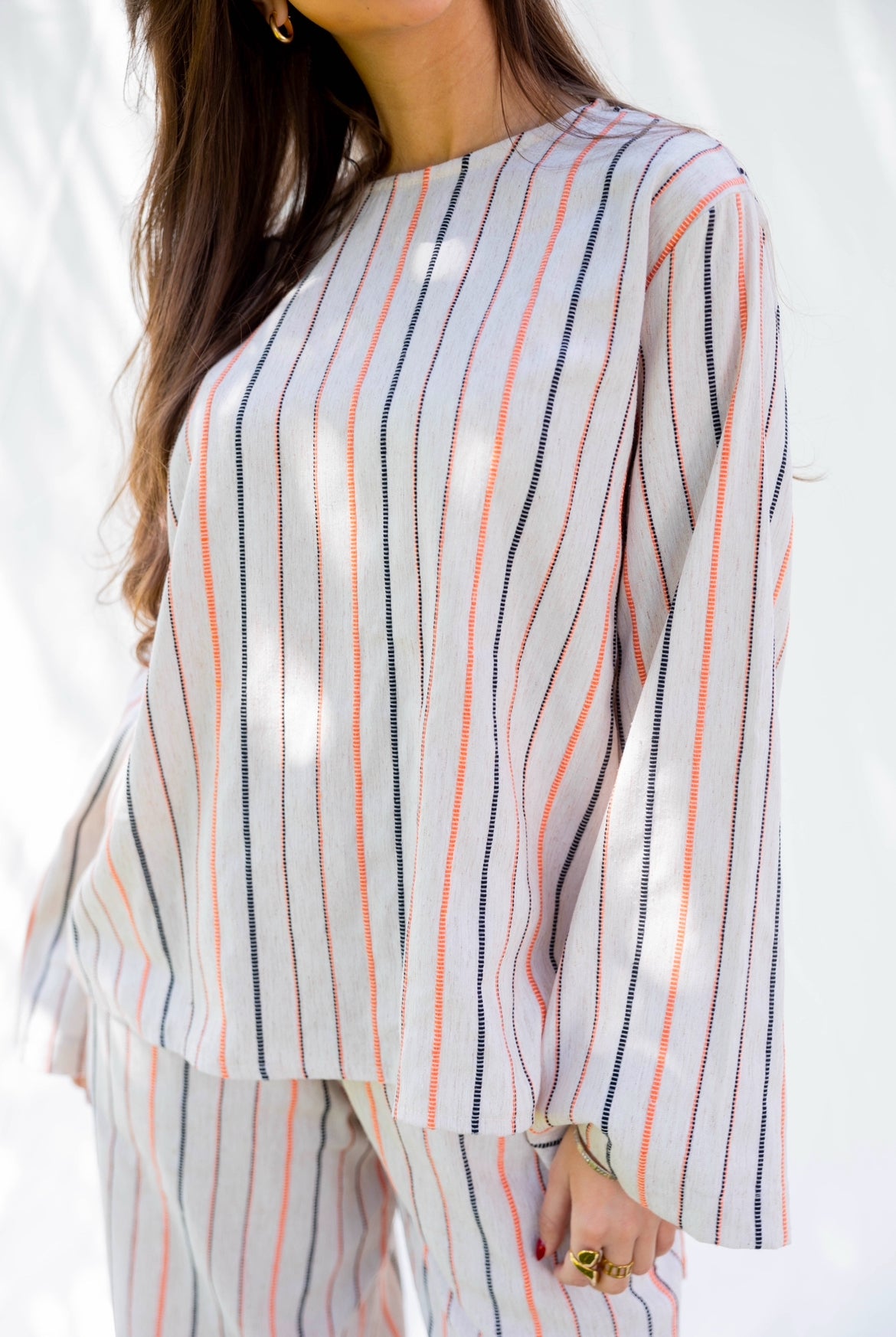 Daisy Linen Striped Set