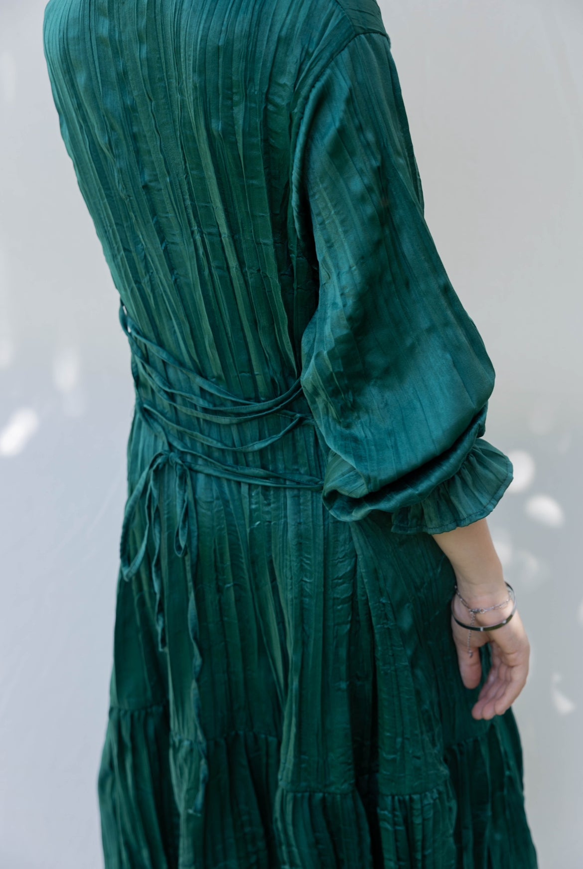 Lily Crushed Shirt Dress in Green