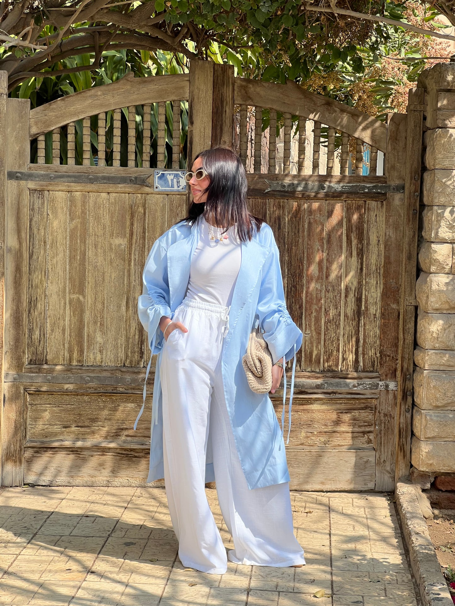 The Drawstring Cardigan in Baby Blue