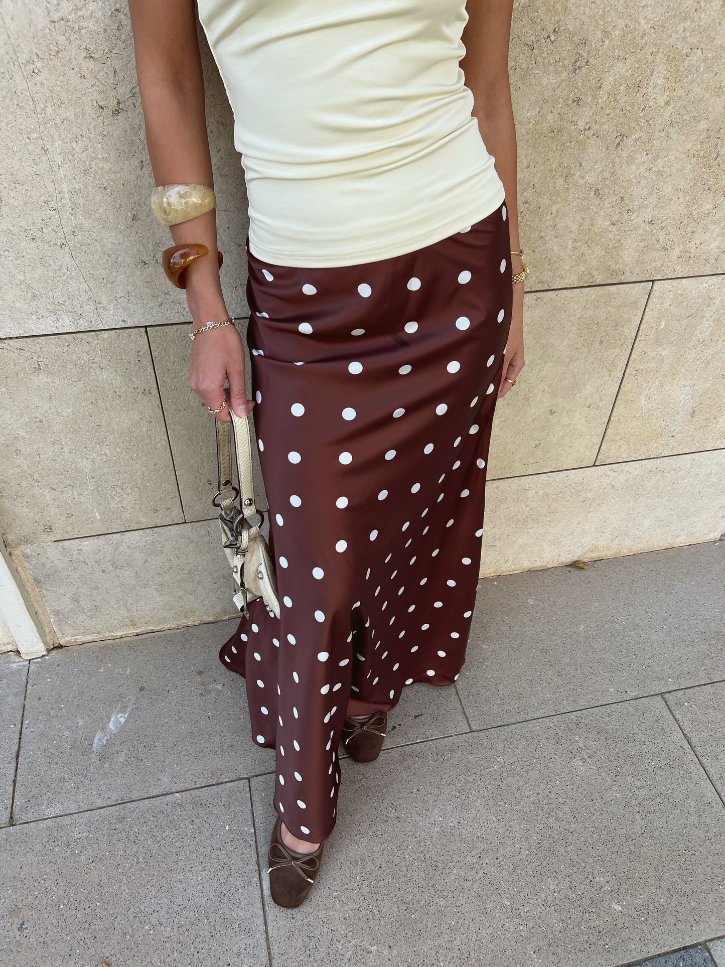 The Polka Dots Skirt in Brown