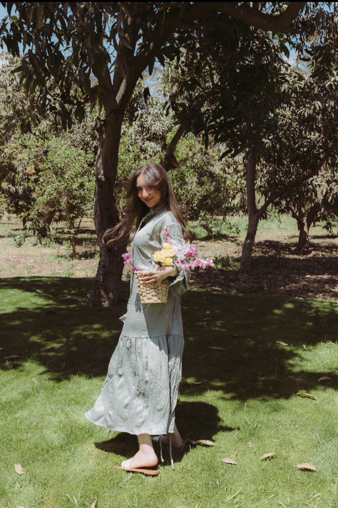 Lily Crushed Shirt Dress in Sage