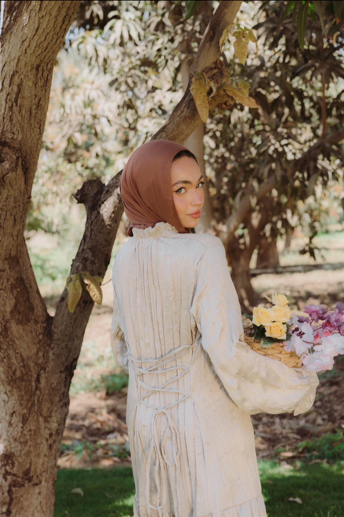 Lily Crushed Shirt Dress in Beige
