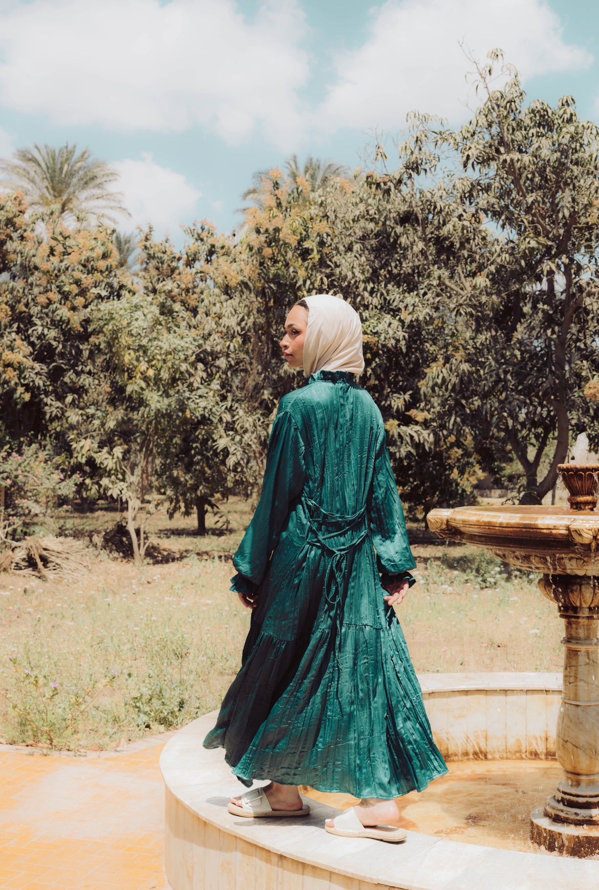 Lily Crushed Shirt Dress in Green