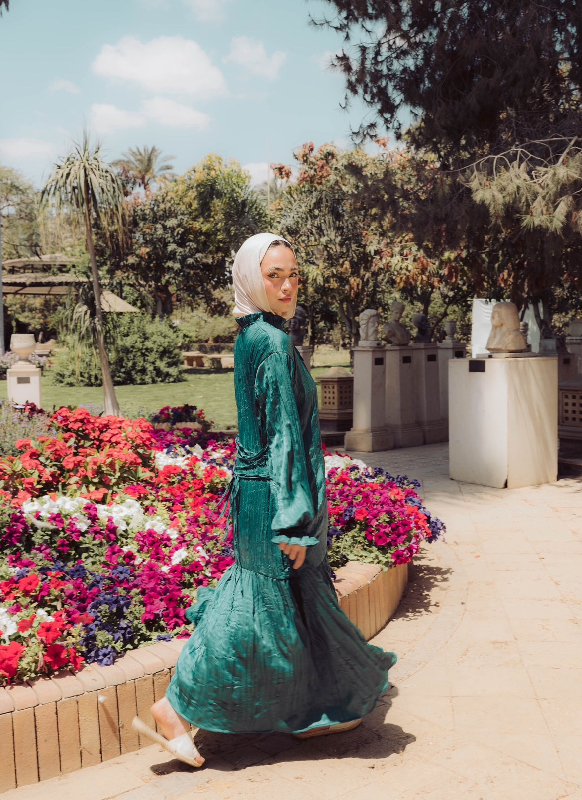 Lily Crushed Shirt Dress in Green