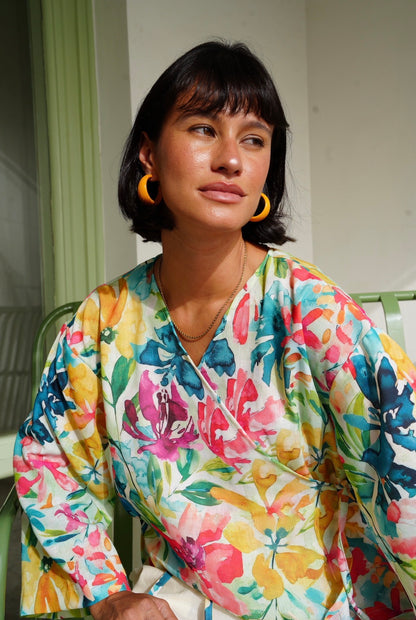 Watercolor Wrap Top