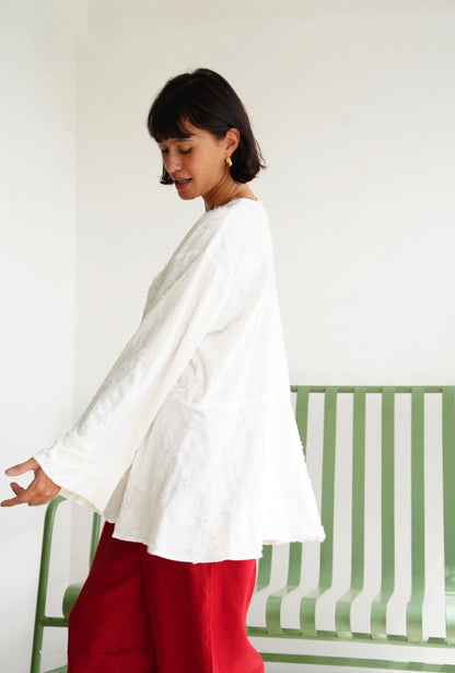 Fringe Texture Blouse - White