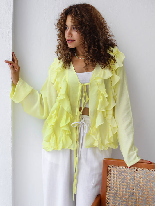 The Ruffles Blouse in Pastel Yellow