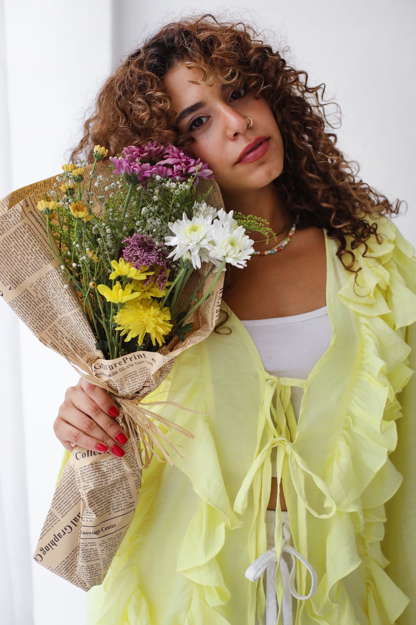 The Ruffles Blouse in Pastel Yellow