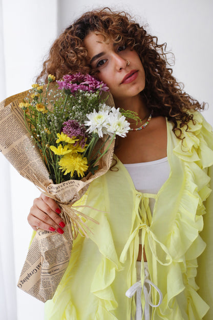 The Ruffles Blouse in Pastel Yellow