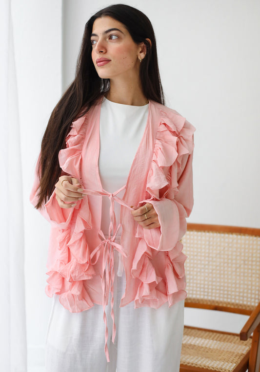 The Ruffles Blouse in Pastel Pink