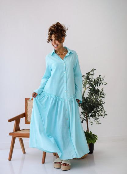 Sea Breeze Dress in Aqua Blue