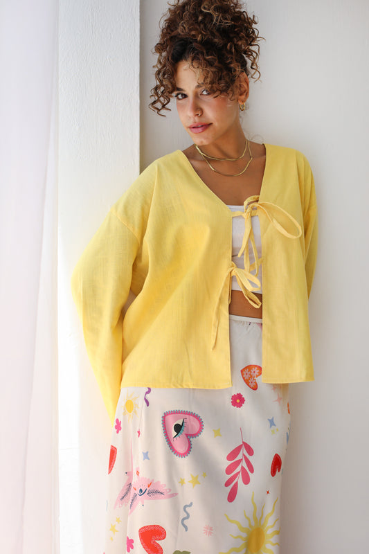 The Tie Bow Top in Yellow