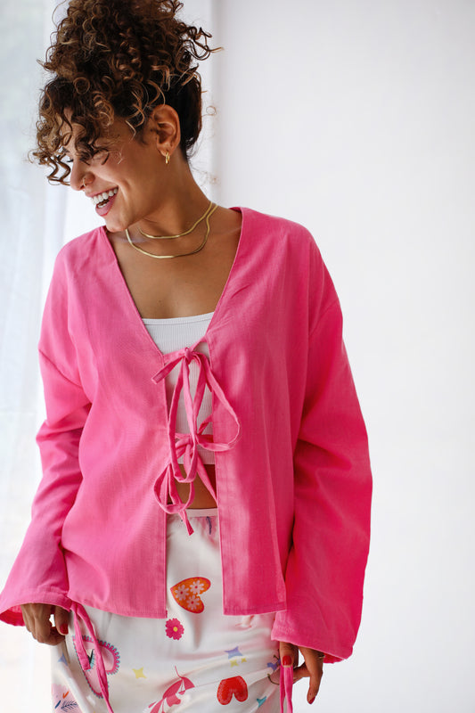 The Tie Bow Top in Pink