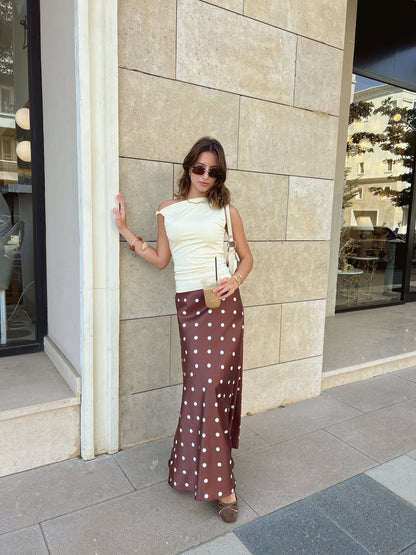 The Polka Dots Skirt in Brown