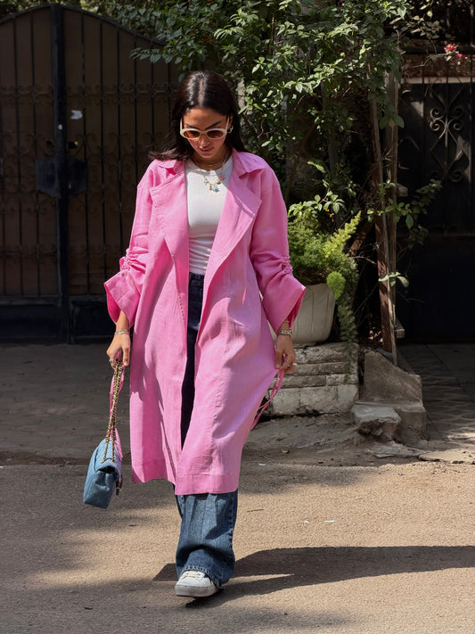 The Drawstring Cardigan in Pink