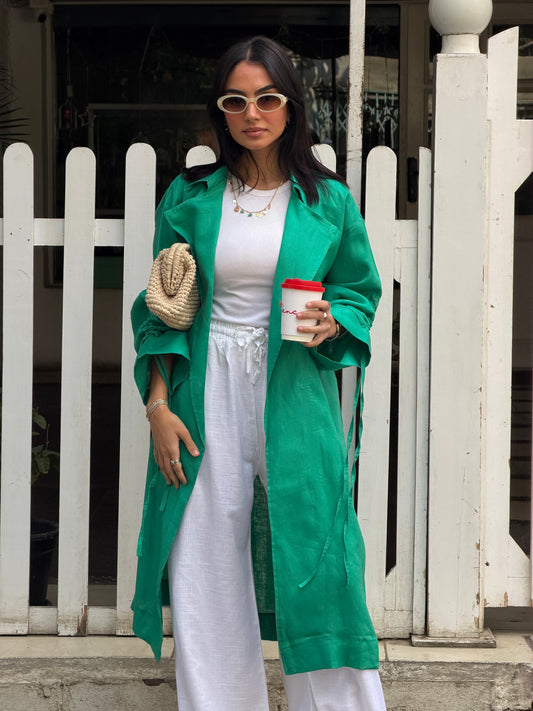 The Drawstring Cardigan in Green