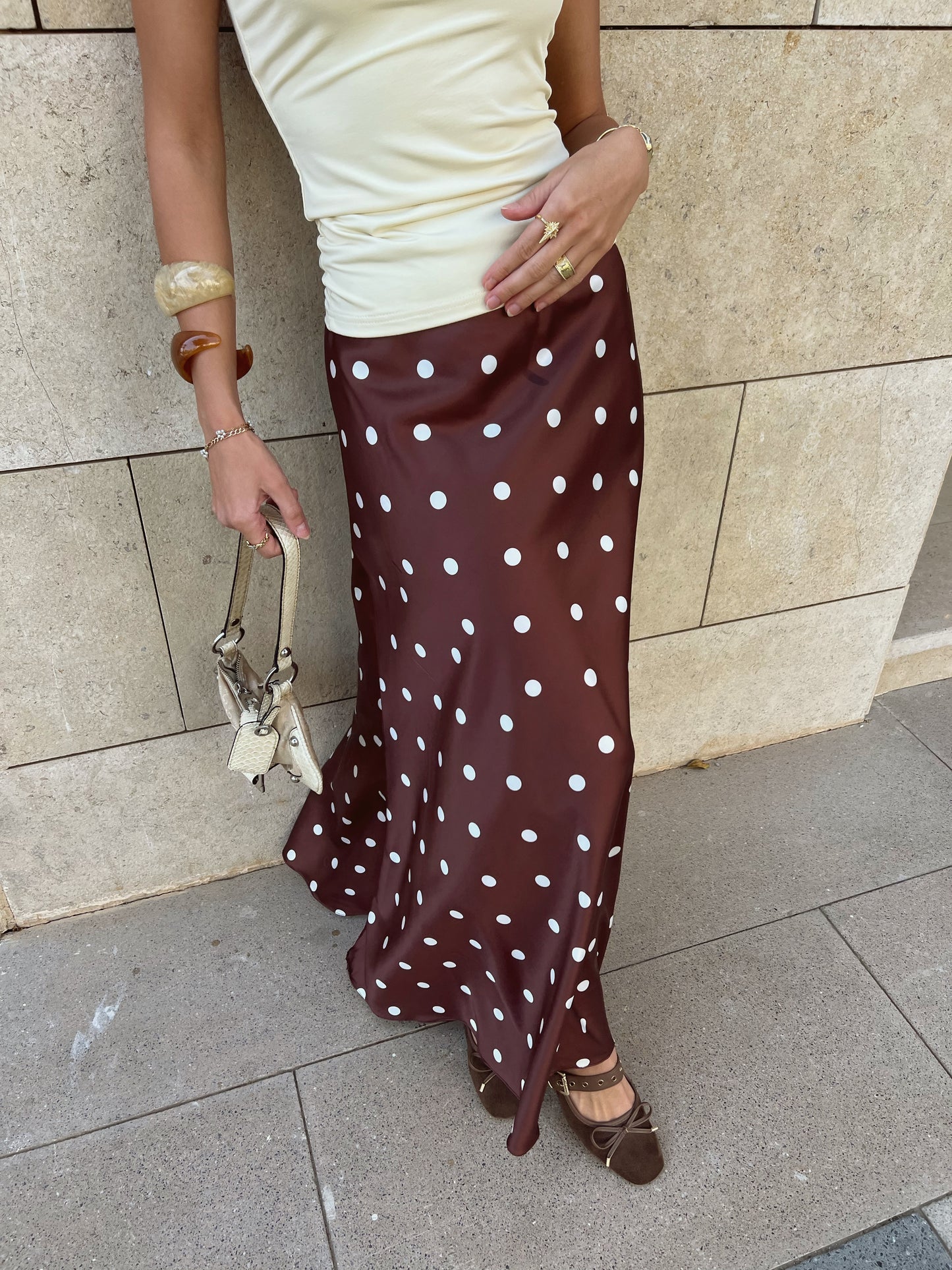 The Polka Dots Skirt in Brown