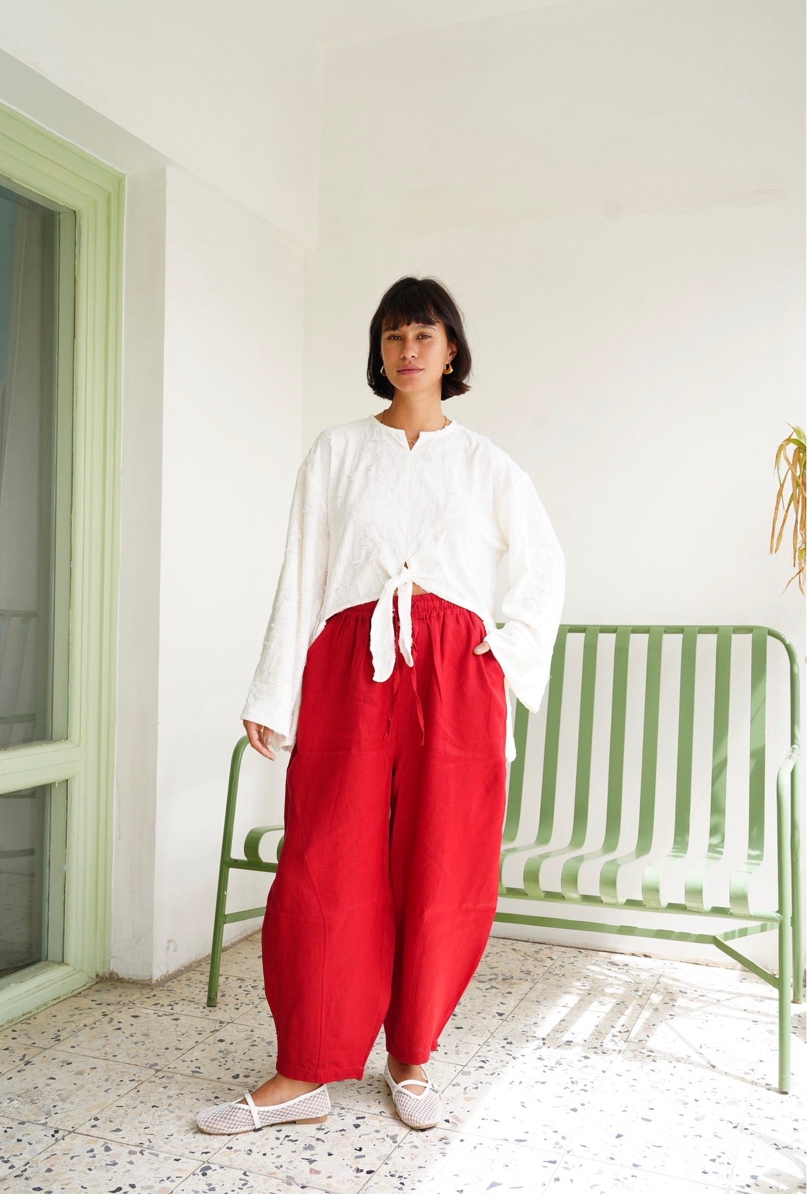 Fringe Texture Blouse - White