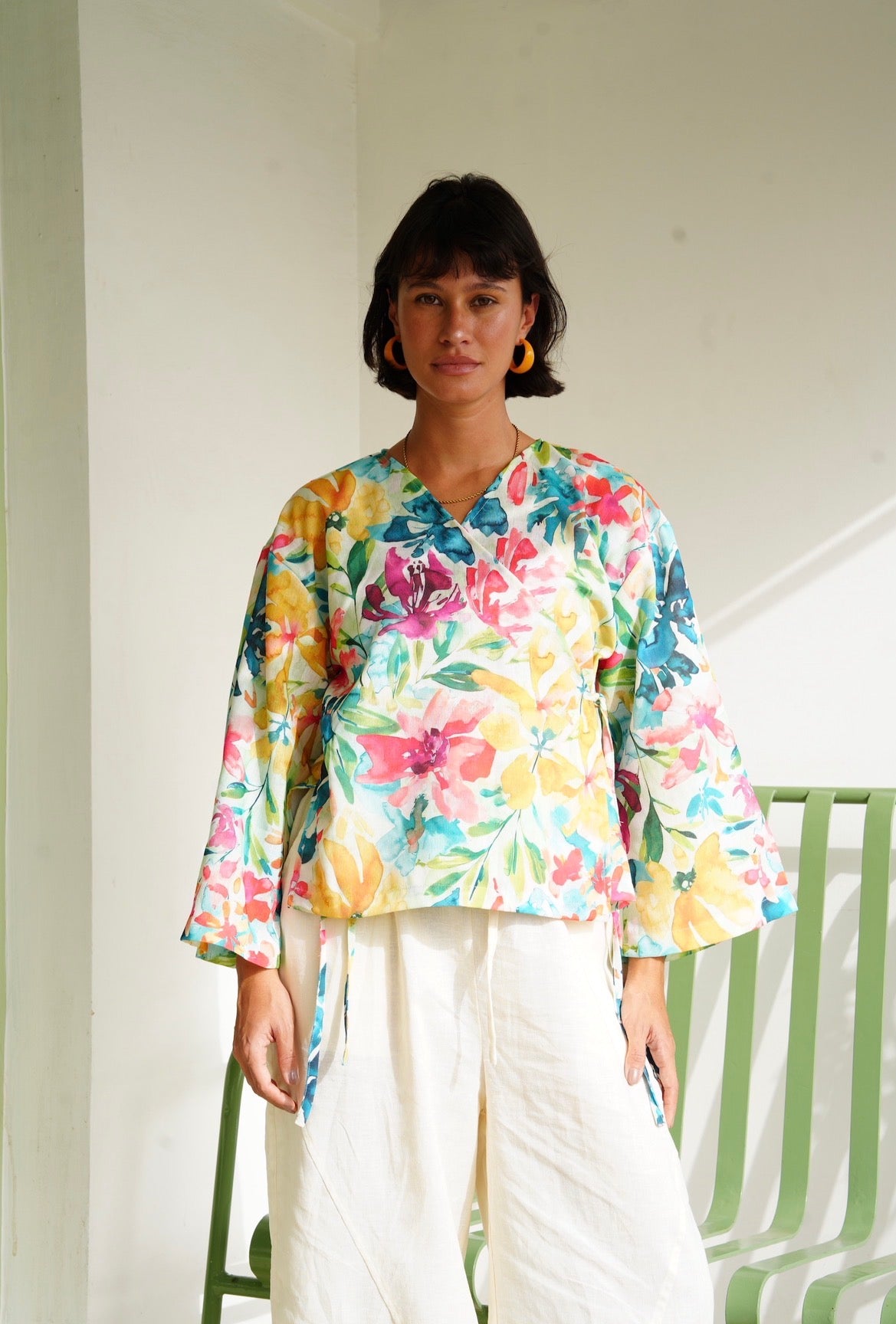 Watercolor Wrap Top