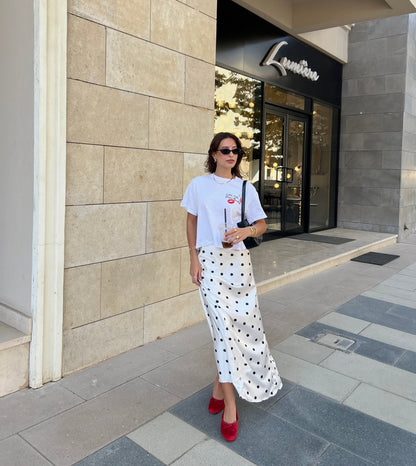 The Polka Dots Skirt in White