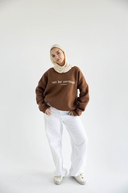 Overthinker Crewneck in Brown