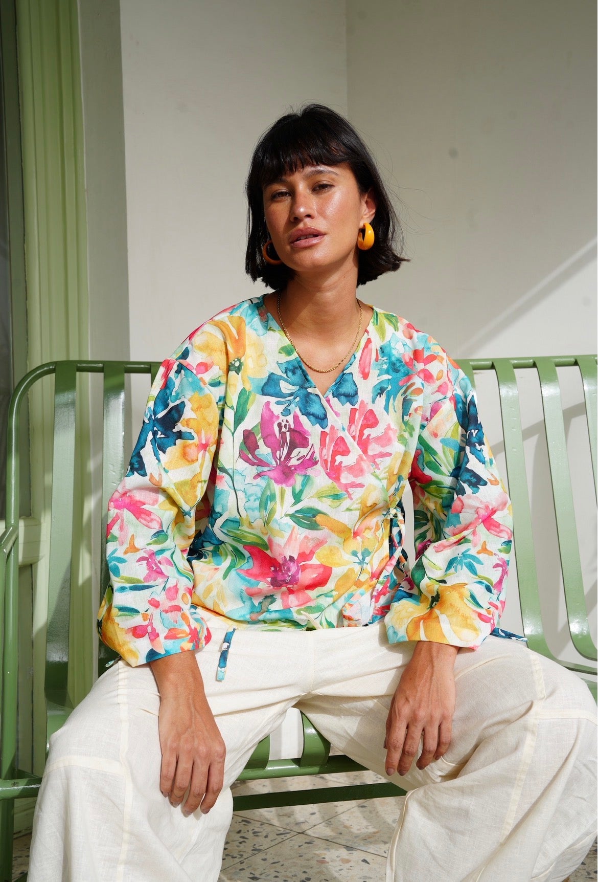 Watercolor Wrap Top