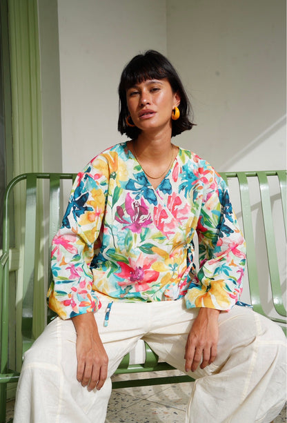 Watercolor Wrap Top