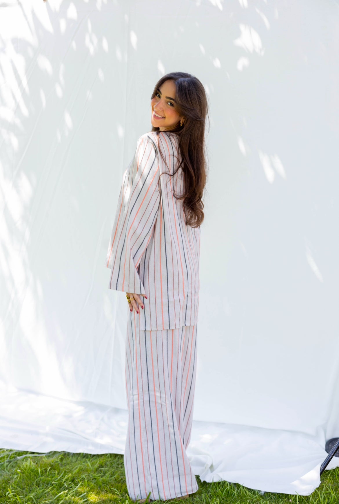 Daisy Linen Striped Set