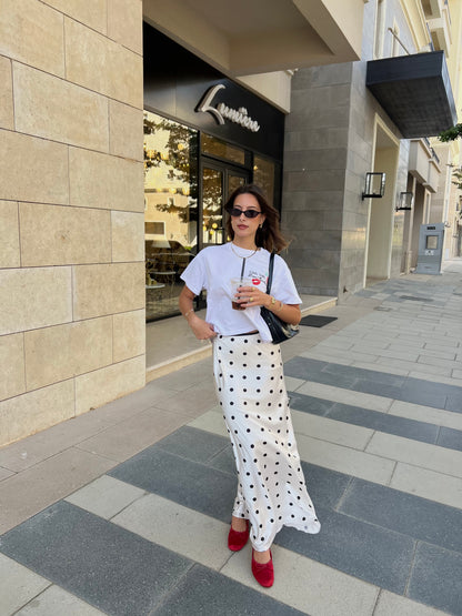 The Polka Dots Skirt in White