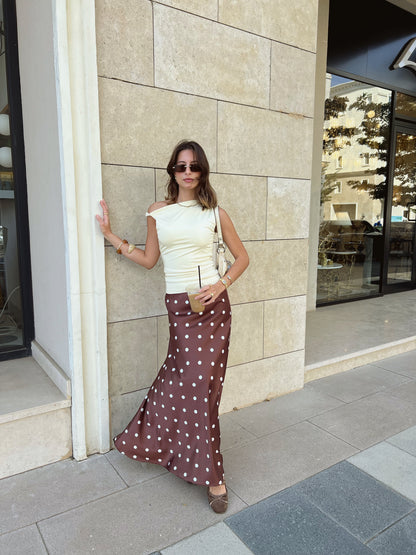 The Polka Dots Skirt in Brown