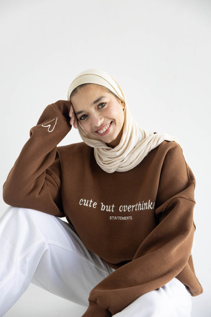 Overthinker Crewneck in Brown