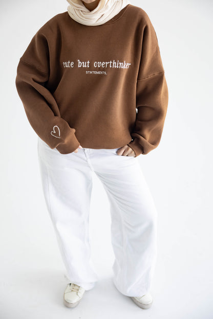 Overthinker Crewneck in Brown