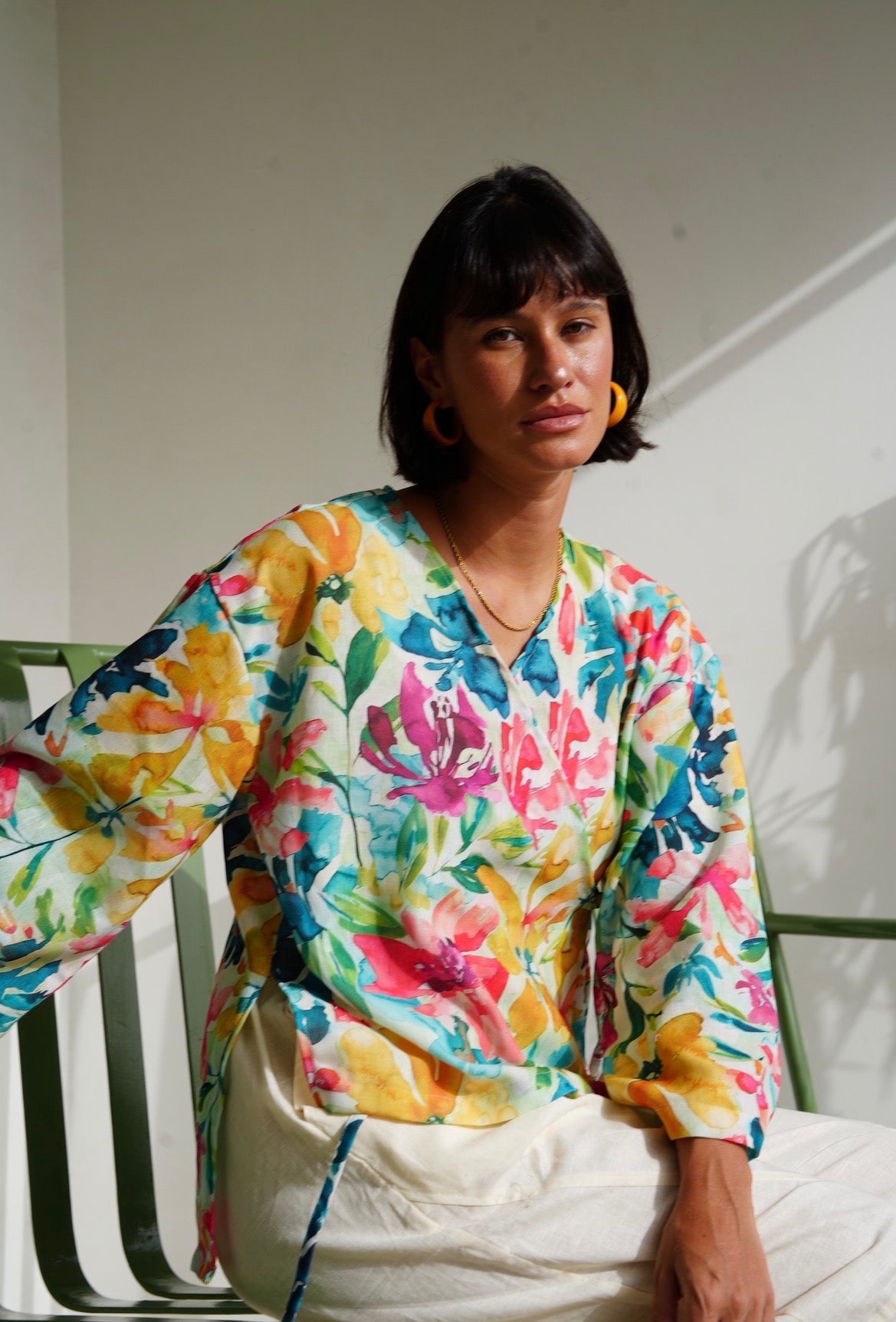 Watercolor Wrap Top