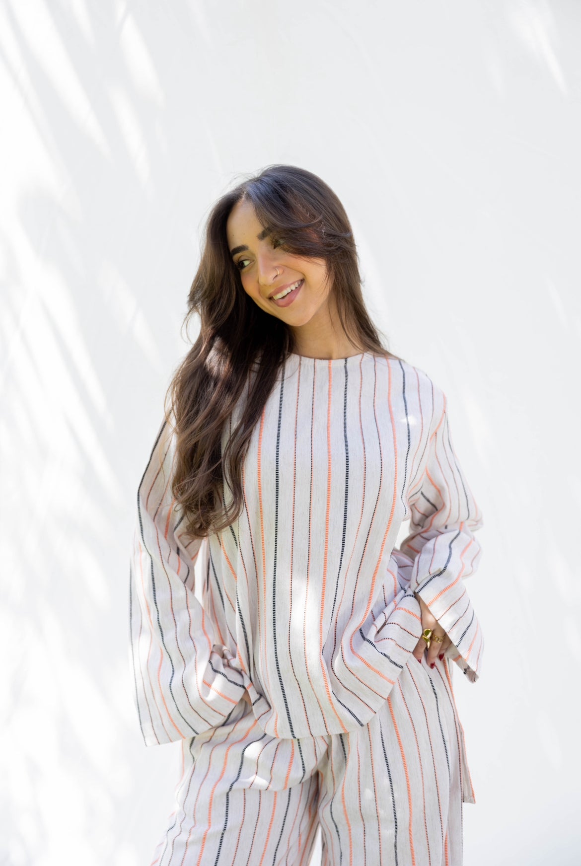 Daisy Linen Striped Set