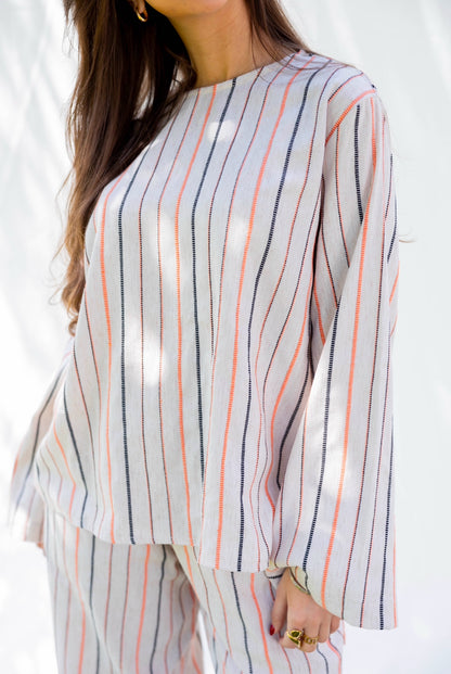 Daisy Linen Striped Set