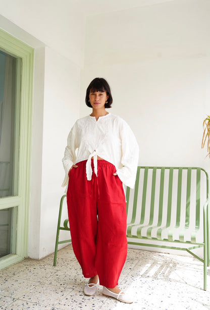 Fringe Texture Blouse - White